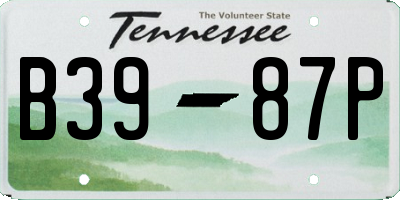 TN license plate B3987P