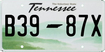 TN license plate B3987X