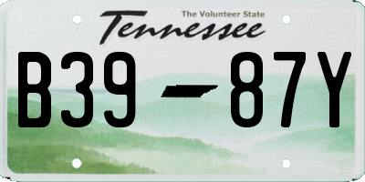 TN license plate B3987Y