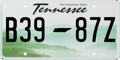 TN license plate B3987Z