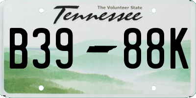 TN license plate B3988K
