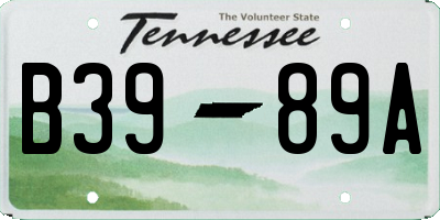 TN license plate B3989A