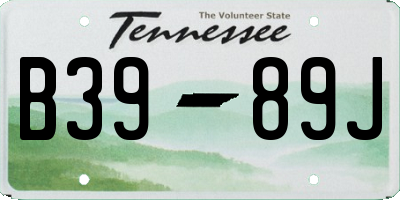 TN license plate B3989J