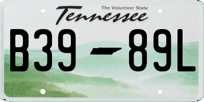 TN license plate B3989L