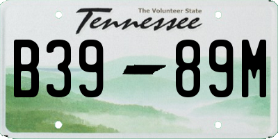 TN license plate B3989M