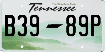 TN license plate B3989P