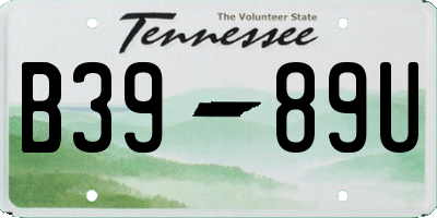 TN license plate B3989U
