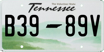 TN license plate B3989V