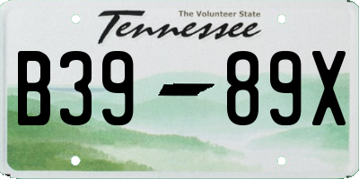 TN license plate B3989X