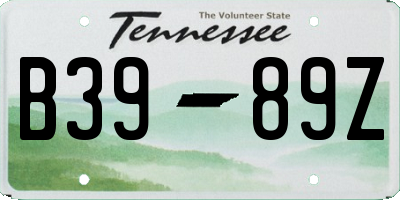 TN license plate B3989Z