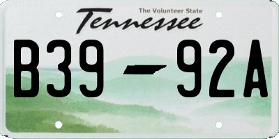 TN license plate B3992A