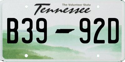 TN license plate B3992D