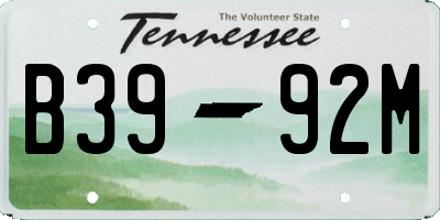 TN license plate B3992M
