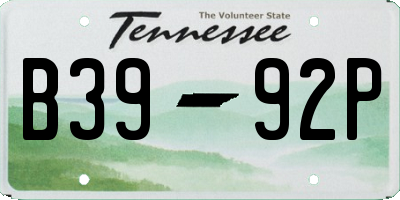 TN license plate B3992P