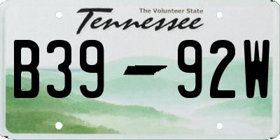 TN license plate B3992W