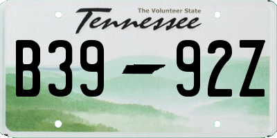TN license plate B3992Z