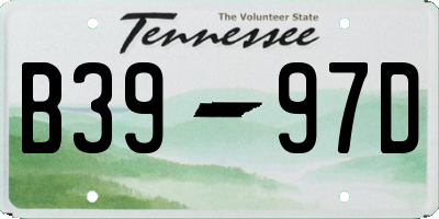 TN license plate B3997D