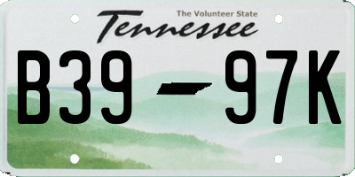 TN license plate B3997K
