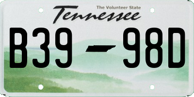 TN license plate B3998D