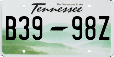 TN license plate B3998Z