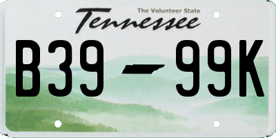 TN license plate B3999K