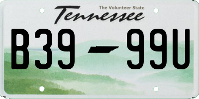 TN license plate B3999U