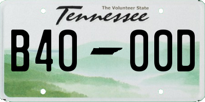 TN license plate B4000D