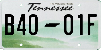 TN license plate B4001F