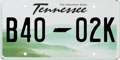 TN license plate B4002K