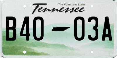 TN license plate B4003A