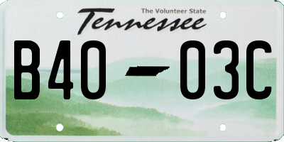 TN license plate B4003C