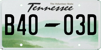 TN license plate B4003D