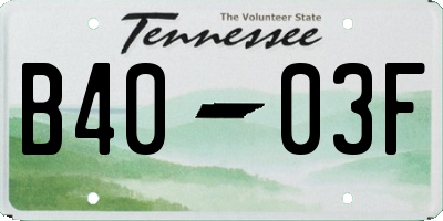TN license plate B4003F