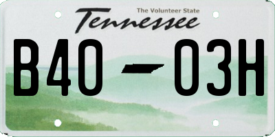 TN license plate B4003H