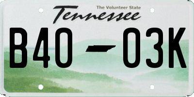 TN license plate B4003K