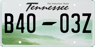 TN license plate B4003Z
