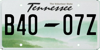 TN license plate B4007Z