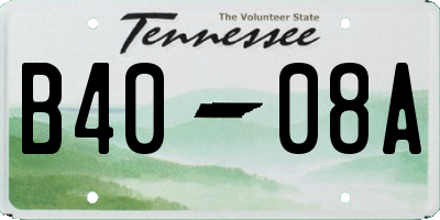 TN license plate B4008A