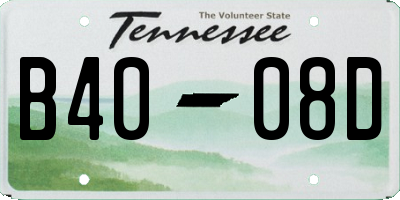 TN license plate B4008D