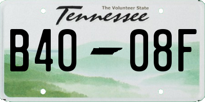 TN license plate B4008F