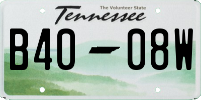 TN license plate B4008W