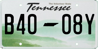 TN license plate B4008Y