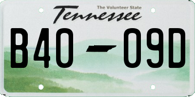 TN license plate B4009D