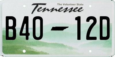 TN license plate B4012D
