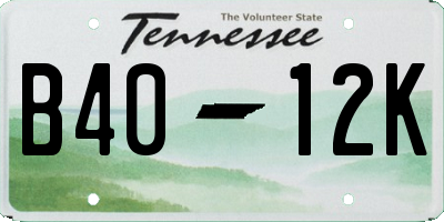 TN license plate B4012K