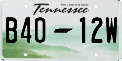 TN license plate B4012W