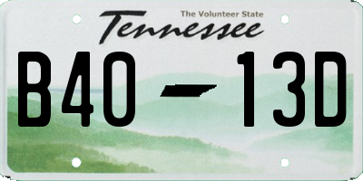TN license plate B4013D