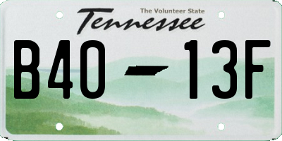 TN license plate B4013F