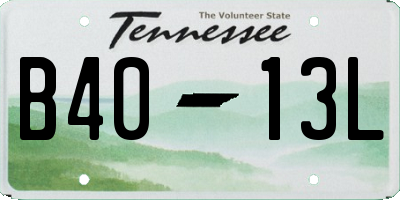 TN license plate B4013L