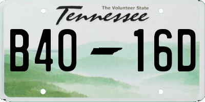 TN license plate B4016D